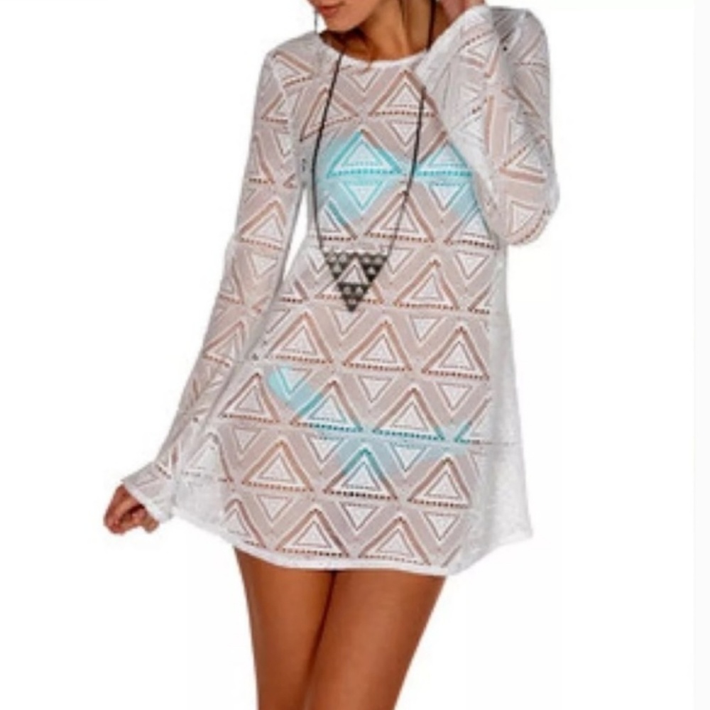 White Crochet/Mesh Cover-up Dress